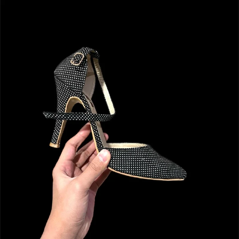 bronze velvet high heels-Polka crt heel