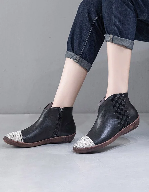 Boots with soft float-Handmade retro Leather women's Flat boots