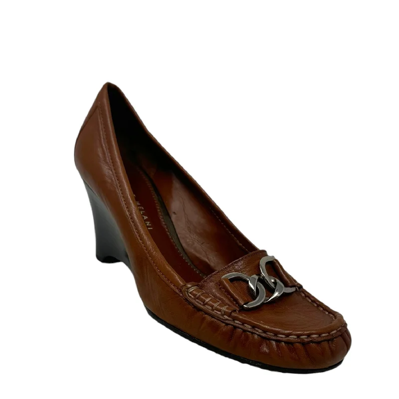 Loafers with plush cushioning-Heeled Wedge Loafers By Antonio Melani In Brown, Size: 8