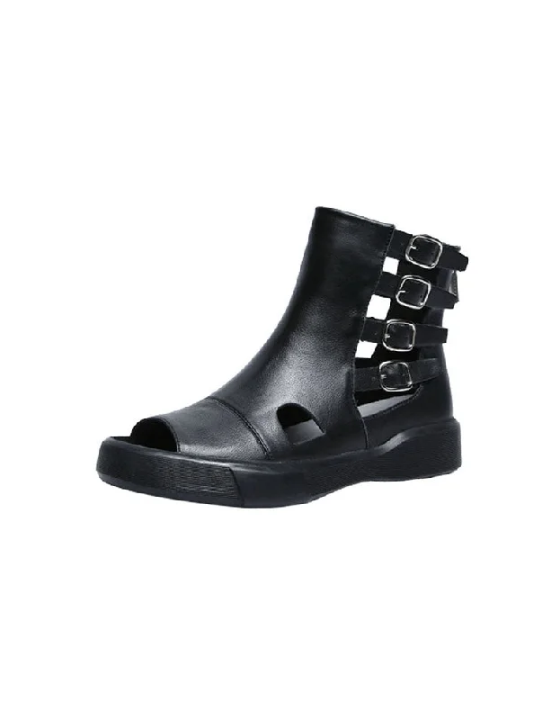 Boots with soft rush-Summer Side Buckles Open toe Sandals Boots 34-43