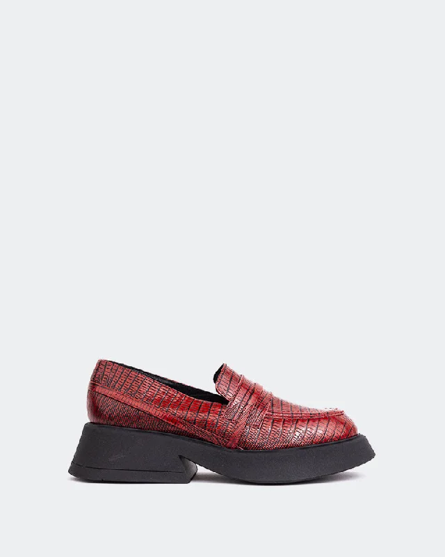 Loafers for travel charm-Felix Red Leather