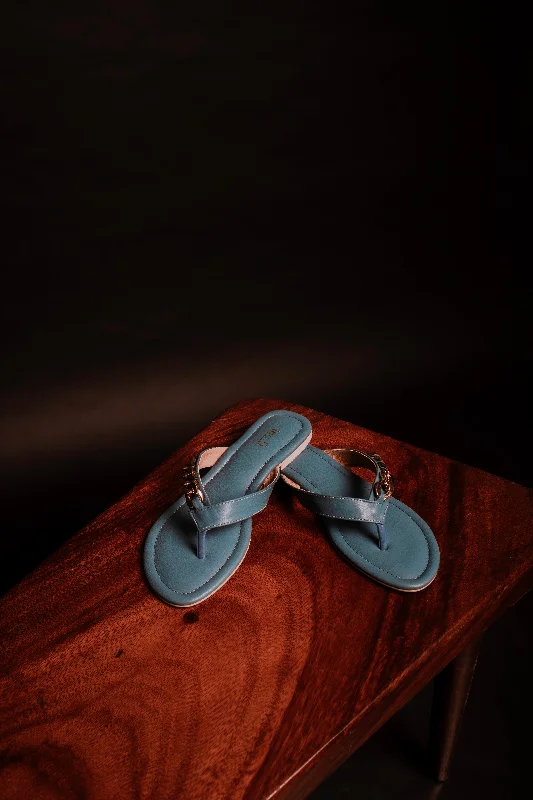 flats near cultural centers-Women Blue Open Toe Flats