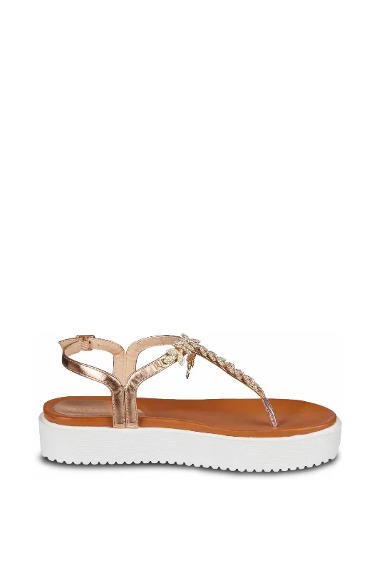 sandals for eco-friendly fashion-ADMIRE-ROSEGOLD FLAT SANDAL