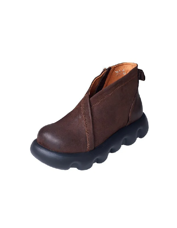 Boots for outdoor work-Non-slip Handmade Retro Leather Platform Boots